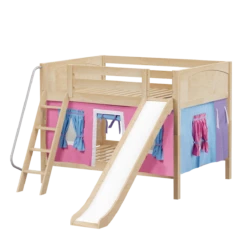Maxtrix Full Low Bunk Bed With Angled Ladder, Curtain + Slide -Kids Furniture CLIFF28 NP bef54244 1316 4306 9add d1a4daf2f7ff
