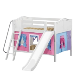 Maxtrix Full Low Bunk Bed With Angled Ladder, Curtain + Slide -Kids Furniture CLIFF28 WC 0e26ce4f 4e1f 42dc 80b1 b67e4ba02991