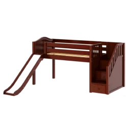 Maxtrix Twin Low Loft Bed With Stairs + Slide -Kids Furniture DELICIOUS CC 390f4830 ec65 4080 85d9 935b58544f91