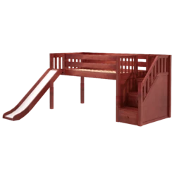 Maxtrix Twin Low Loft Bed With Stairs + Slide