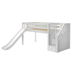 Maxtrix Twin Low Loft Bed With Stairs + Slide -Kids Furniture DELICIOUS WS 534fcfe8 9064 4731 adc0 6de52162787e