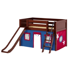 Maxtrix Twin Low Loft Bed With Angled Ladder, Curtain + Slide -Kids Furniture DEN21 CP c7f2b29d 294c 4cce 89dc 75e8dc11524d
