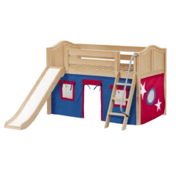 Maxtrix Twin Low Loft Bed With Angled Ladder, Curtain + Slide -Kids Furniture DEN21 NC 4eedde29 250e 47d4 ac9e 8b6022f619b3
