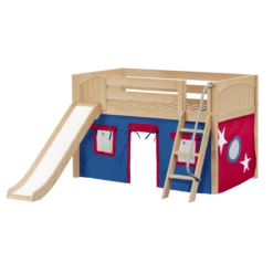 Maxtrix Twin Low Loft Bed With Angled Ladder, Curtain + Slide -Kids Furniture DEN21 NP 28e3ed4f 2e5a 4552 acf1 be430a8adb08