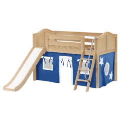 Maxtrix Twin Low Loft Bed With Angled Ladder, Curtain + Slide -Kids Furniture DEN22 NC 60be8a3c 441c 4e98 bd88 39d85a2b68b0