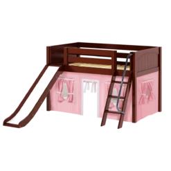 Maxtrix Twin Low Loft Bed With Angled Ladder, Curtain + Slide -Kids Furniture DEN23 CP 6fb7b819 2d05 4262 bf5d 96bf6e1d14e4