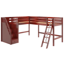 Maxtrix Twin Medium Corner Loft Bed With Ladder + Stairs - L