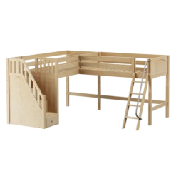 Maxtrix Twin Medium Corner Loft Bed With Ladder + Stairs - L -Kids Furniture DOS NP