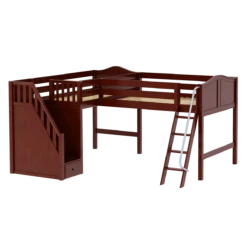 Maxtrix Twin Full Medium Corner Loft Bed With Ladder + Stairs - L -Kids Furniture DOUBLET CC