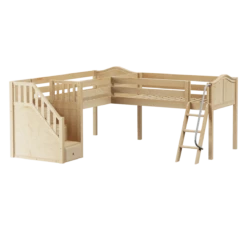 Maxtrix Twin Full Medium Corner Loft Bed With Ladder + Stairs - L -Kids Furniture DOUBLET NC