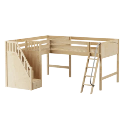 Maxtrix Twin Full Medium Corner Loft Bed With Ladder + Stairs - L -Kids Furniture DOUBLET NP