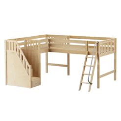 Maxtrix Twin Full Medium Corner Loft Bed With Ladder + Stairs - L
