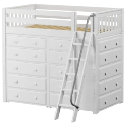 Maxtrix Twin High Loft Bed With Angled Ladder + Storage