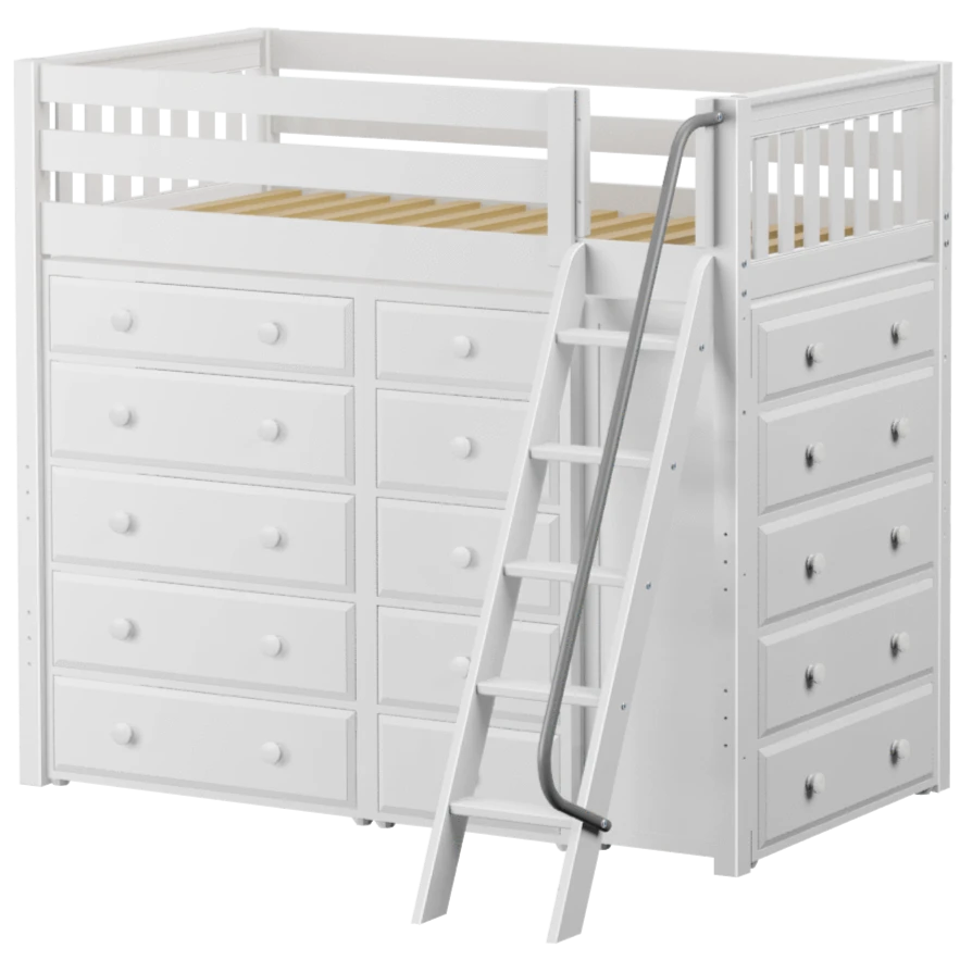 Maxtrix Twin High Loft Bed With Angled Ladder + Storage 3 Maxtrix Twin High Loft Bed With Angled Ladder + Storage