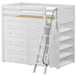 Maxtrix Twin High Loft Bed With Angled Ladder + Storage 27 Maxtrix Twin High Loft Bed With Angled Ladder + Storage -Kids Furniture EMPEROR2 WP 63606807 e1a7 4c0b 90f1 260465547306