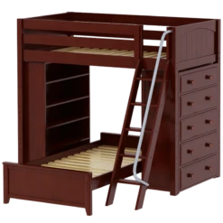 Maxtrix Twin High Loft Bed With Angled Ladder, Storage + Bed -Kids Furniture EMPEROR6 CP 154a95ae 540c 435c 9198 9aef2a071277