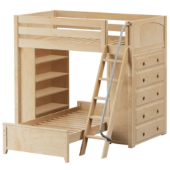 Maxtrix Twin High Loft Bed With Angled Ladder, Storage + Bed -Kids Furniture EMPEROR6 NP 66d9a7cf 586f 454a 899d 99bc1ae74606