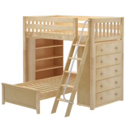 Maxtrix Twin High Loft Bed With Angled Ladder, Storage + Bed