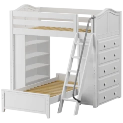 Maxtrix Twin High Loft Bed With Angled Ladder, Storage + Bed -Kids Furniture EMPEROR6 WC 1dbdad79 558a 4f7c b2b4 c150f3a3d36a