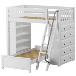 Maxtrix Twin High Loft Bed With Angled Ladder, Storage + Bed -Kids Furniture EMPEROR6 WS 13da2db9 cc1b 4bfc a13d 7526cb5b7f14