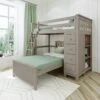Jackpot Deluxe Edinburgh All In One Loft Bed Storage + Twin Bed -Kids Furniture EdinburghStoneLeftAngle drawersclosed 1