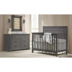 Nest Juvenile Emerson Double Dresser -Kids Furniture Emerson Collection Beige Baby Room with Dark wood double dresser and crib in Grigio 2000x1200 8d6f146a 8a06 4565 99ae 7c9086d30e41