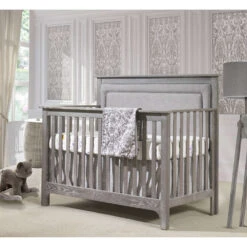Nest Juvenile Emerson "5-in-1'' Convertible Crib -Kids Furniture Emerson Convertible in owl with fog linen weave upholstered panel 5fac1c22 3d87 43d4 a625 c6fc875c859c