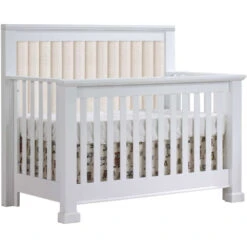 Natart Taylor ''5-in-1'' Convertible Crib With Upholstered Panel 8 Natart Taylor ''5-in-1'' Convertible Crib With Upholstered Panel -Kids Furniture FB taylor blanc crib with panel talc corners
