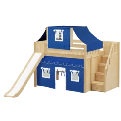 Maxtrix Full Mid Loft Bed With Stairs, Curtain, Top Tent + Slide -Kids Furniture FINE22 NP 1cc30b3c 2762 40ce afd3 135e7b1a81f8