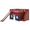 Maxtrix Full Mid Loft Bed With Stairs, Curtain + Slide -Kids Furniture FINE44 CS LEFT