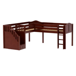 Maxtrix Twin Low Corner Loft Bed With Ladder + Stairs - L -Kids Furniture FLIPFLOP CC