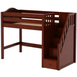 Maxtrix Twin Mid Loft Bed With Stairs -Kids Furniture GALANT CC b1aed7fa 4718 4db6 9bde 2530339b4e71