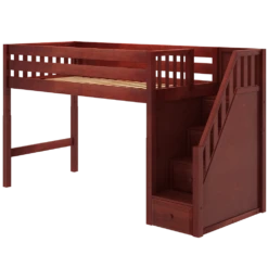 Maxtrix Twin XL Mid Loft Bed With Stairs