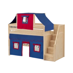 Maxtrix Twin Mid Loft Bed With Stairs, Curtain + Top Tent -Kids Furniture GALANT21 NS e9f844f4 c34e 451d b97d 1f1c5ba2ed20