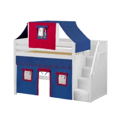 Maxtrix Twin Mid Loft Bed With Stairs, Curtain + Top Tent -Kids Furniture GALANT21 WP 37f41ab7 644f 404e bf99 91b5d87cb544