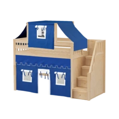 Maxtrix Twin Mid Loft Bed With Stairs, Curtain + Top Tent -Kids Furniture GALANT22 NS e1bcfb98 a6df 46cb b9ff f0778696fd58