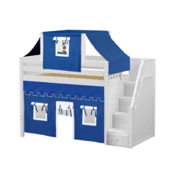 Maxtrix Twin Mid Loft Bed With Stairs, Curtain + Top Tent -Kids Furniture GALANT22 WP 2ea5cb19 cfb4 4865 82c2 2c7a8477ed32