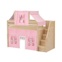 Maxtrix Twin Mid Loft Bed With Stairs, Curtain + Top Tent -Kids Furniture GALANT23 NS d5a94ac3 0e64 4158 be4d 98832952d37e