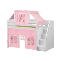 Maxtrix Twin Mid Loft Bed With Stairs, Curtain + Top Tent -Kids Furniture GALANT23 WP 2714e3a5 820e 4509 a479 8d297d3d37f1