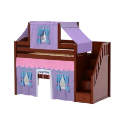 Maxtrix Twin Mid Loft Bed With Stairs, Curtain + Top Tent -Kids Furniture GALANT27 CC 0b984998 eeb4 4bc8 b545 538f672fdb8b