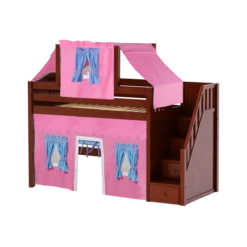 Maxtrix Twin Mid Loft Bed With Stairs, Curtain + Top Tent -Kids Furniture GALANT28 CC 8f50d363 f177 46ec a1fa f3000800939d