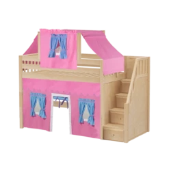Maxtrix Twin Mid Loft Bed With Stairs, Curtain + Top Tent -Kids Furniture GALANT28 NS 43c1c00f 9deb 429c 8ed9 8a73c157a9a0