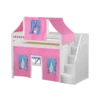 Maxtrix Twin Mid Loft Bed With Stairs, Curtain + Top Tent -Kids Furniture GALANT28 WS 2f87f6a5 a01e 4e2d 8367 bb25d04443d1
