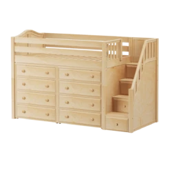 Maxtrix Twin Mid Loft Bed With Stairs + Storage -Kids Furniture GALANT3 NC