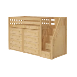 Maxtrix Twin Mid Loft Bed With Stairs + Storage