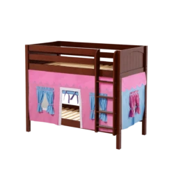 Maxtrix Twin Medium Bunk Bed With Straight Ladder + Curtain -Kids Furniture GETIT28 CP 26775f48 5596 4ee6 a23b fb5785d6c07e