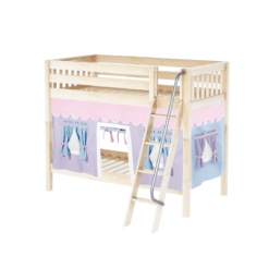 Maxtrix Twin Medium Bunk Bed With Angled Ladder + Curtain -Kids Furniture GOTIT27 NS