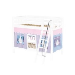 Maxtrix Twin Medium Bunk Bed With Angled Ladder + Curtain -Kids Furniture GOTIT27 WS