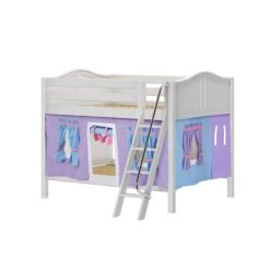 Maxtrix Full Low Bunk Bed With Angled Ladder + Curtain -Kids Furniture GULP27 WC