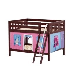 Maxtrix Full Low Bunk Bed With Angled Ladder + Curtain -Kids Furniture GULP28 CS b42f2bde 9775 4b47 ac4f 8f05b2074281